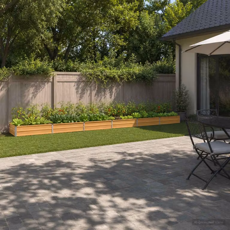 Letto rialzato da giardino vidaXL in metallo Corten color marrone L: 480 cm, P: 40 cm, H: 24 cm