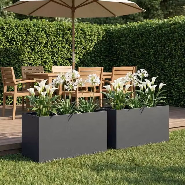 Vaso da giardino 2 pz Antracite 100 x 50 x 50 cm 8005279