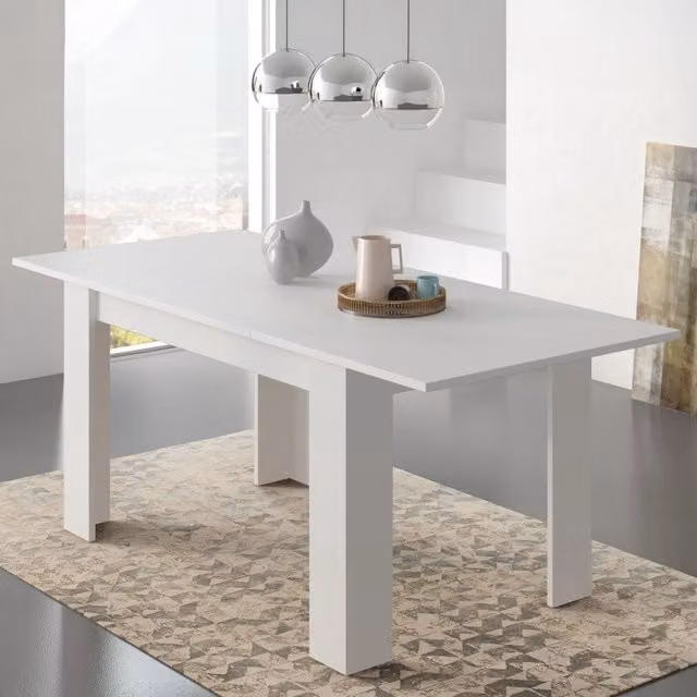 Tavolo da pranzo allungabile Marene DMORA Bianco L 200 cm x P 90 cm x H 75 cm – 1