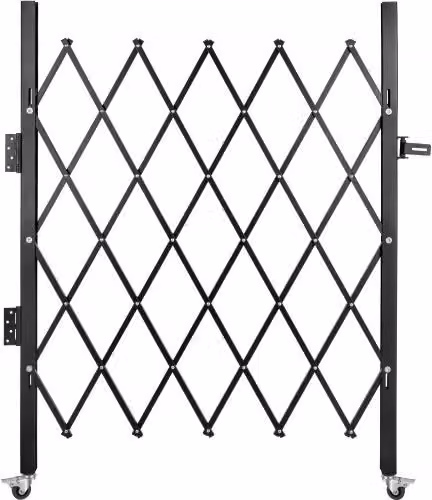 Cancelletto di Sicurezza Espandibile VEVOR in Acciaio Nero, Modello a Forbice Bloccabile con Ruote Girevoli a 360°, L: 108 cm, H: 131 cm
