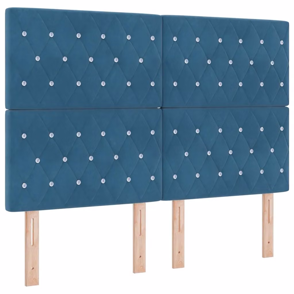Testiera per letto con illuminazione LED integrata vidaXL in velluto blu, Larghezza: 160 cm – 2