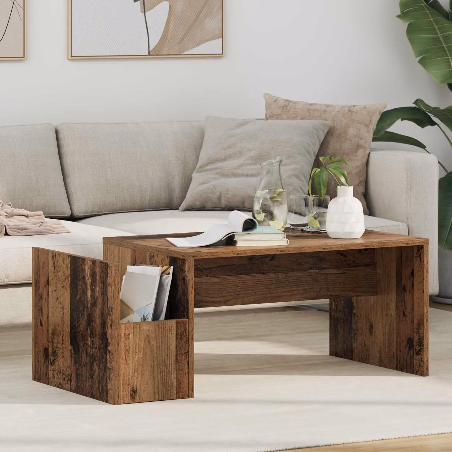 vidaXL Tavolino da salotto moderno in legno marrone L: 90 cm, P: 45 cm, H: 35 cm