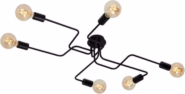 Plafoniera Spider IPERBRIKO nera orientabile con 6 lampadine E27 L: 96 cm, P: 80 cm