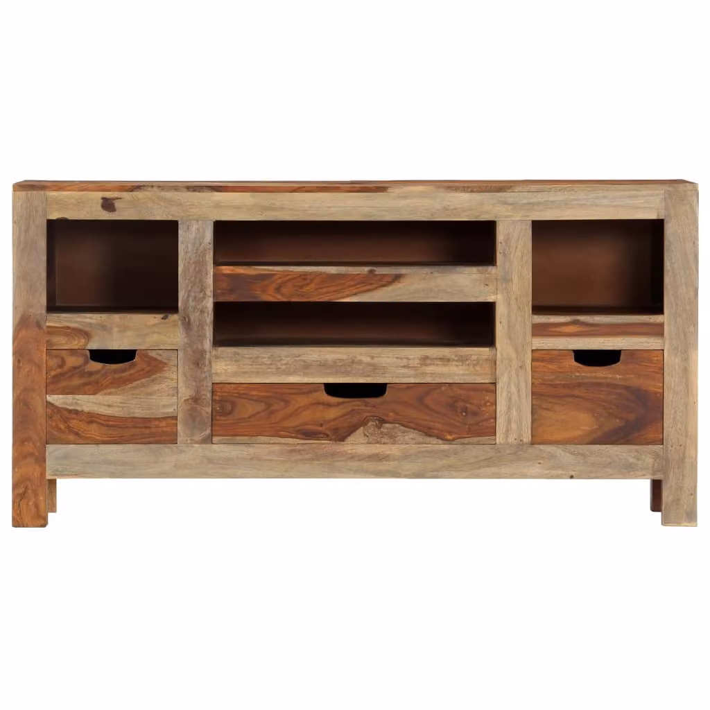 Credenza Grigia 100x30x50 cm in Legno Massello di Acacia