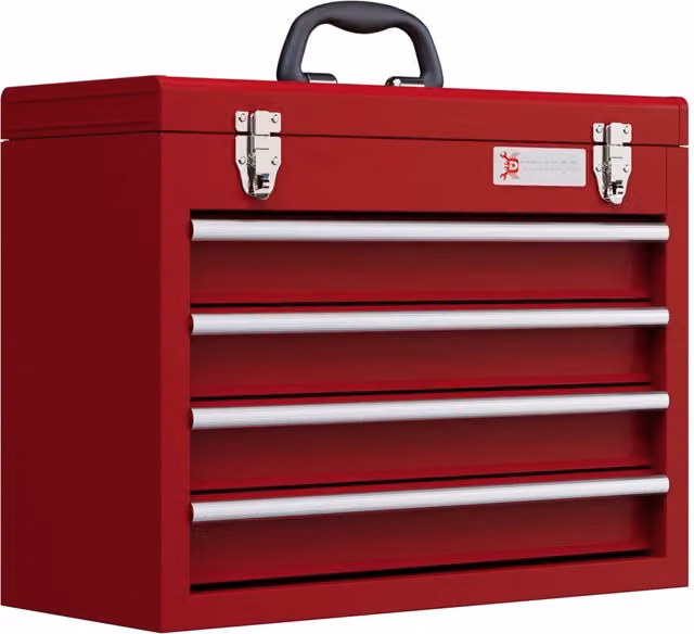 Cassettiera Portautensili Xylo con 4 Cassetti in Acciaio Rosso L: 51 cm, P: 22 cm, H: 39,5 cm – 1