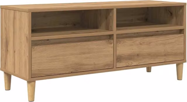 Mobile TV rettangolare con pratico cassetto 100 x 34,5 x 44,5 cm in legno multistrato rovere artigianale 02_0052737