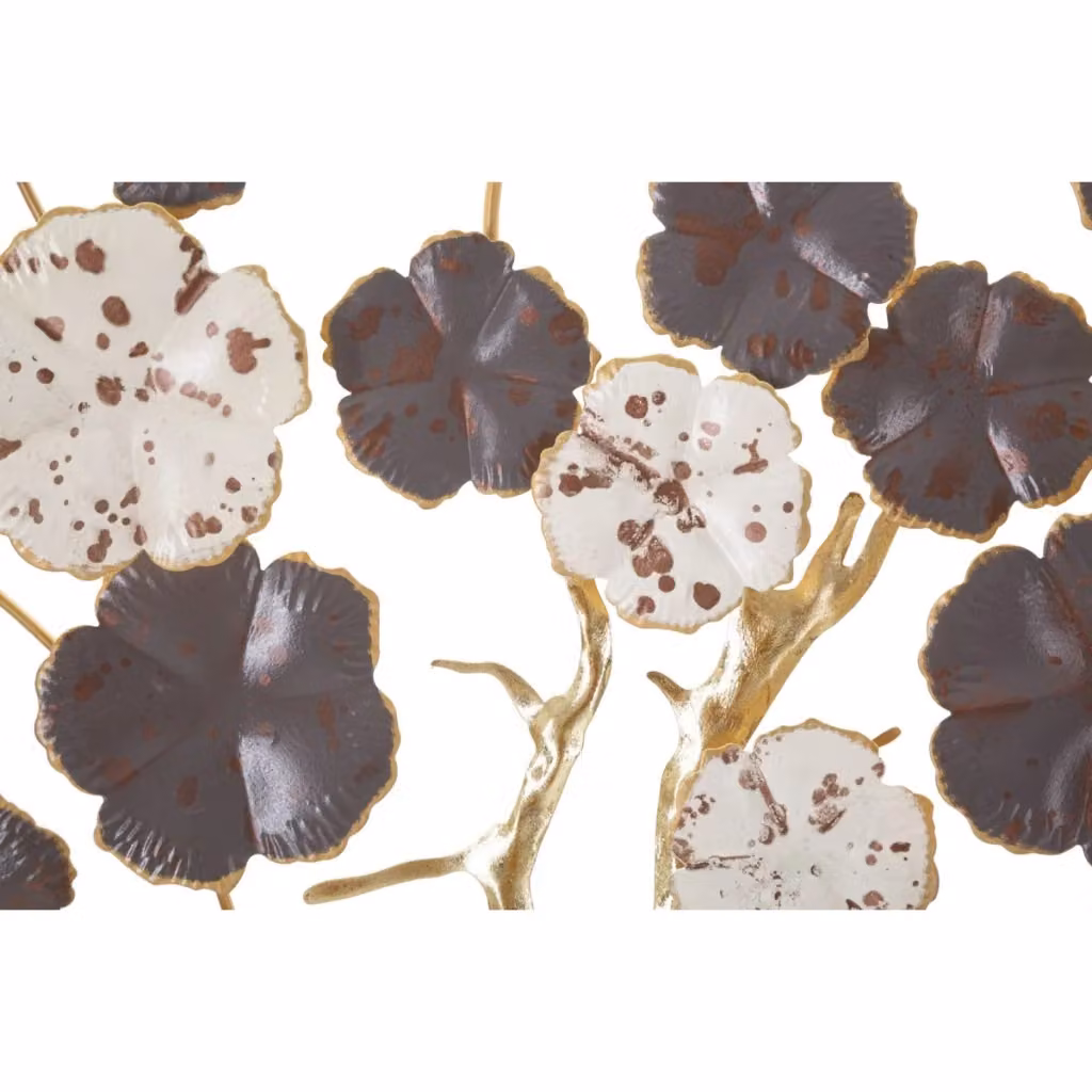 Pannello decorativo da parete Albero Purpy Vikasa Home in metallo con chioma fiorita, colori viola, bianco e oro, L: 73,7 cm, H: 80 cm – 2