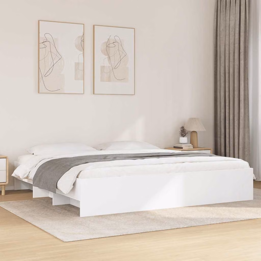 vidaXL Giroletto Bianco con Compartimenti Laterali in Legno Multistrato L: 180 cm, P: 200 cm, H: 183 cm