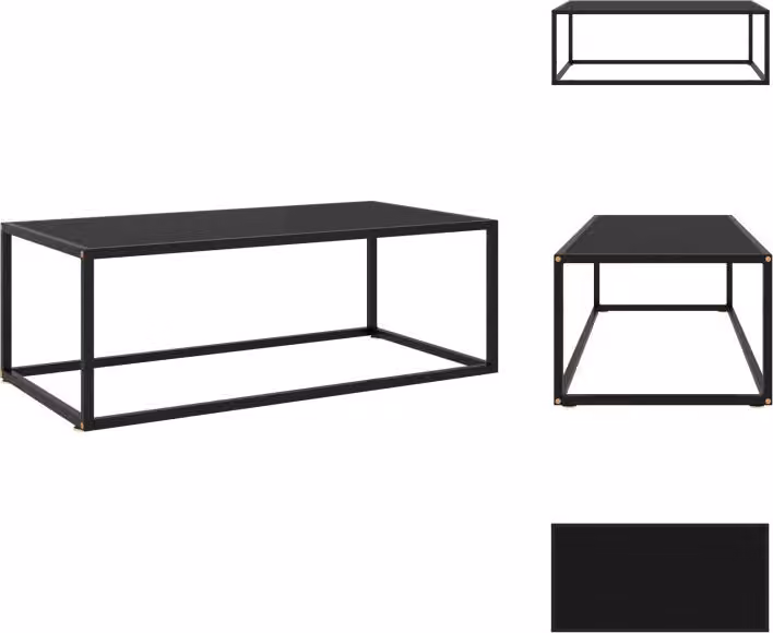 vidaXL Tavolino nero con vetro nero 100x50x35 cm - Tavolini da caffè
