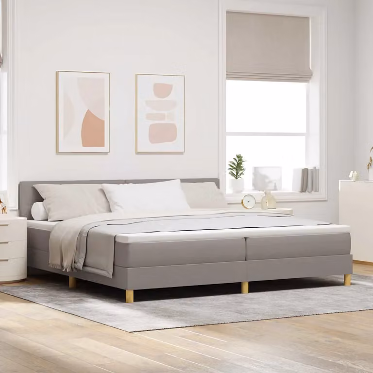 Letto Ibrido vidaXL con Illuminazione LED Sotto il Letto e Porta USB, Tessuto Beige o Grigio, L/P/H: 200 x 200 x 28 cm