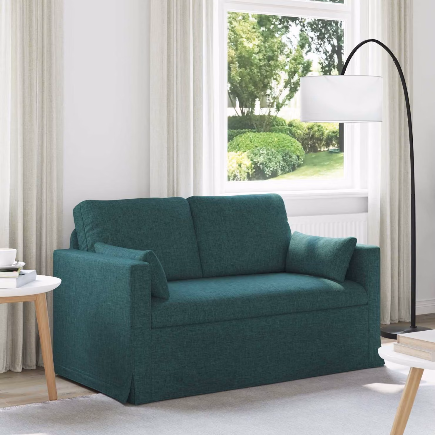 vidaXL Divano Verde Scuro in Tessuto con Struttura in Metallo L: 139 cm, P: 78 cm, H: 80 cm – 1