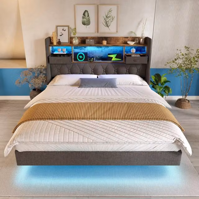 Letto matrimoniale 160x200 cm con LED e materasso