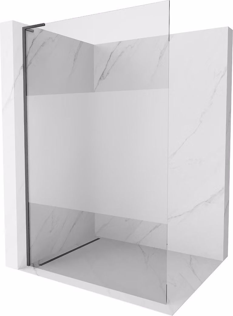 Mexen Kioto L parete doccia Walk-in 120 x 200 cm, trasparente/brinato, grigio canna di fucile spazzolato - 800-120-103-66-35