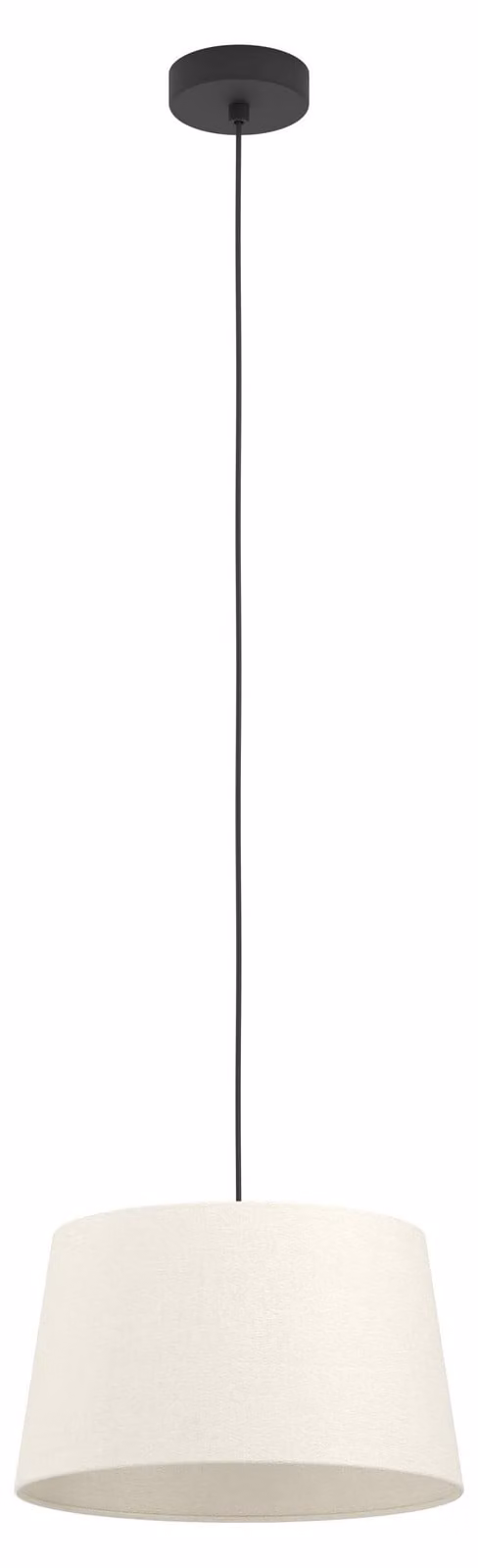 EGLO Febres lampada a sospensione, lampada a sospensione su tavolo da pranzo, lampada per sala da pranzo in tessuto bouclé, metallo nero e tessuto bianco, attacco E27, Ø 35 cm