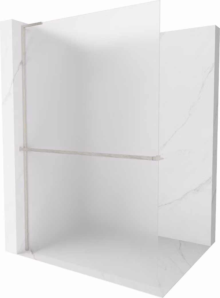 Mexen Kioto+ L Parete doccia con ripiano Walk-in 120 x 200 cm, brina, nichel spazzolato - 800-120-123-97-30