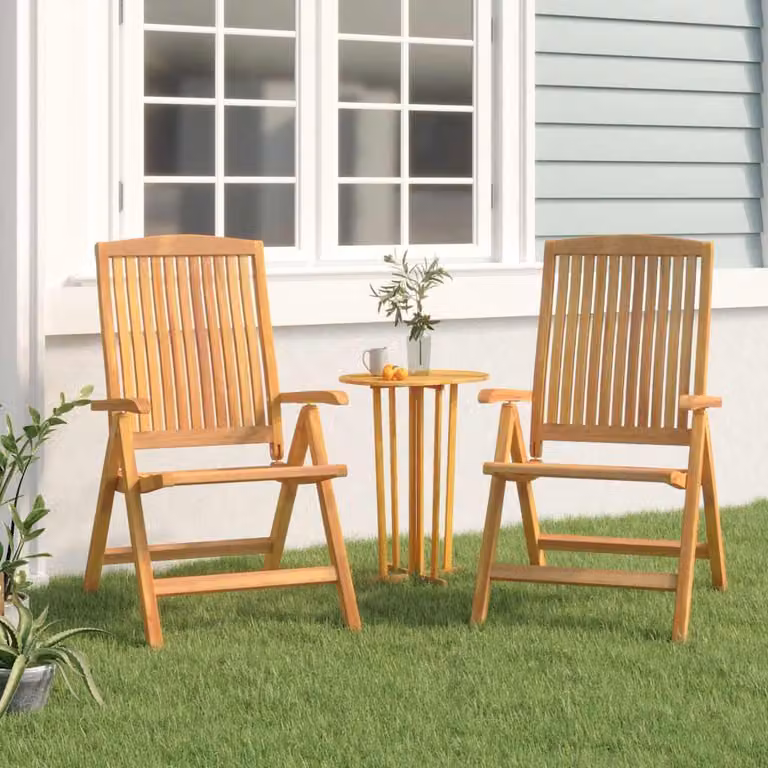 Set di 2 sedie pieghevoli reclinabili vidaXL in legno di teak marrone per giardino