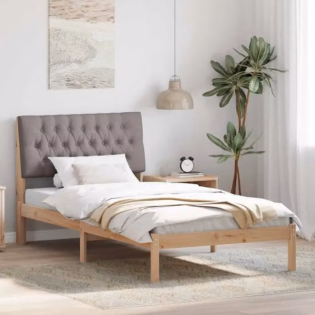 Letto con Testiera Rivestita-Struttura Letto con Testiera Marrone 100 x 200 cm 225889