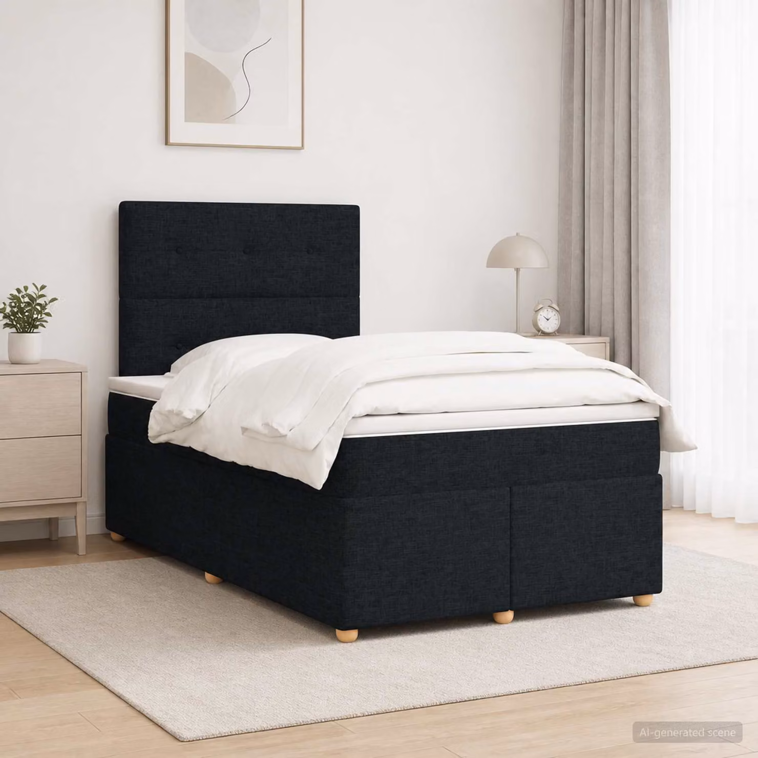 Letto box spring ibrido vidaXL con materasso a molle insacchettate, Nero e Bianco, L/P: 120 x 200 cm