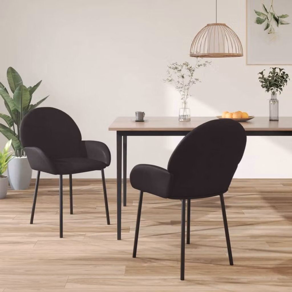 The Living Store Sedie da pranzo 2 pezzi in Pelle finta nera