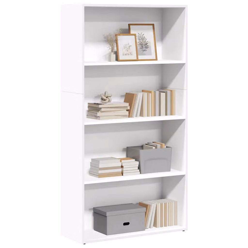 Libreria bianca vidaXL in legno e MDF con pannello posteriore, L 80 cm x P 30 cm x H 152 cm