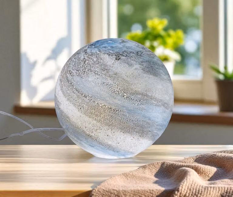 Formano Lampada a sfera LUXOR Vetro Marmo blu Design 24 cm Lampada da tavolo in vetro bianco