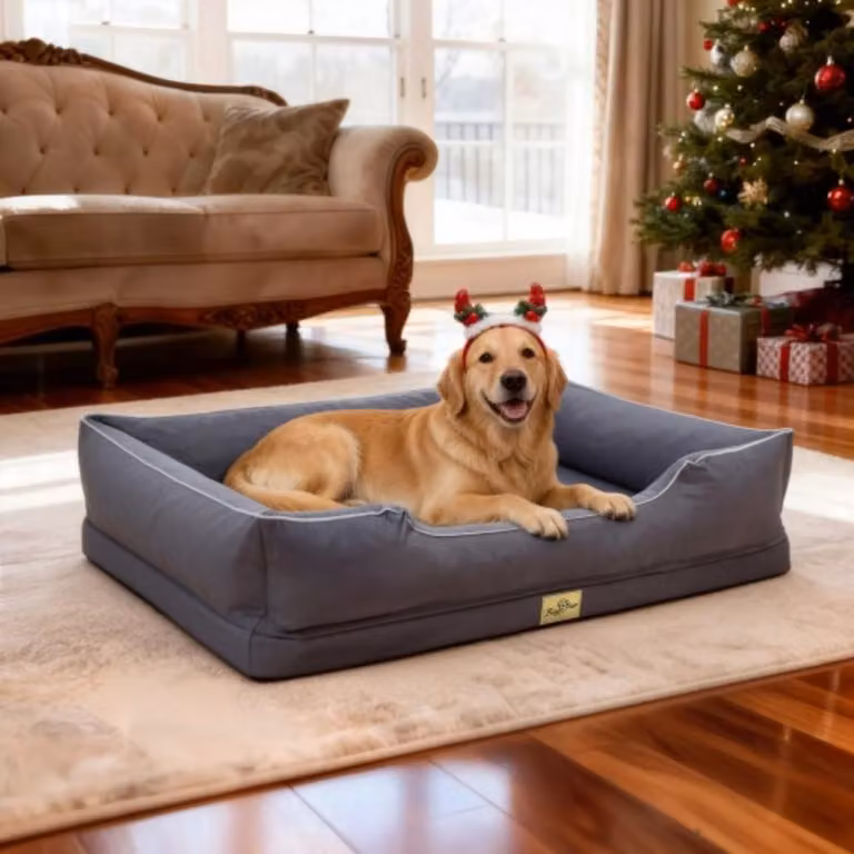 Letto per cani WISFOR, effetto rinfrescante, divano per cani, cuscino per cani, bordi rialzati, impermeabile e lavabile, rivestimento rimovibile, taglia 2XL: 111 × 88 × 23 cm