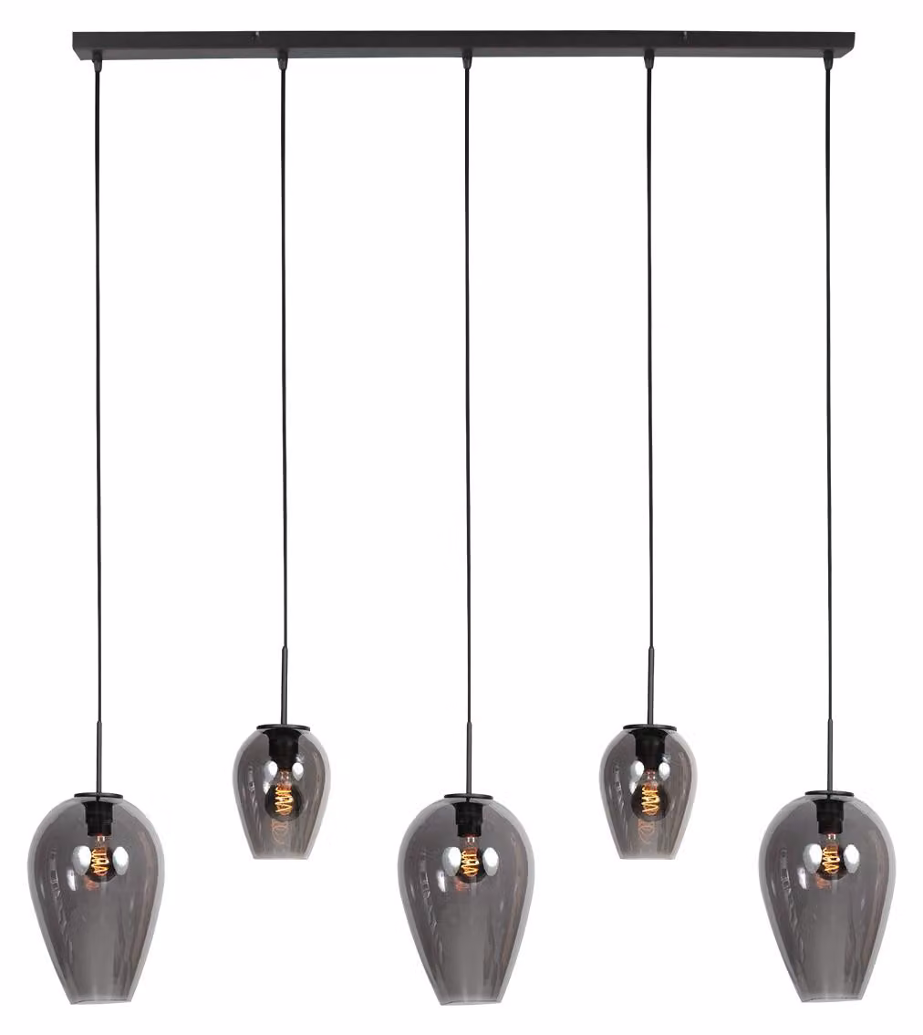 Lampada a sospensione - nero - HaloSwap - vetro metallo - grande lampada da tavolo da pranzo - E27 - 4280ZW - Mexlite