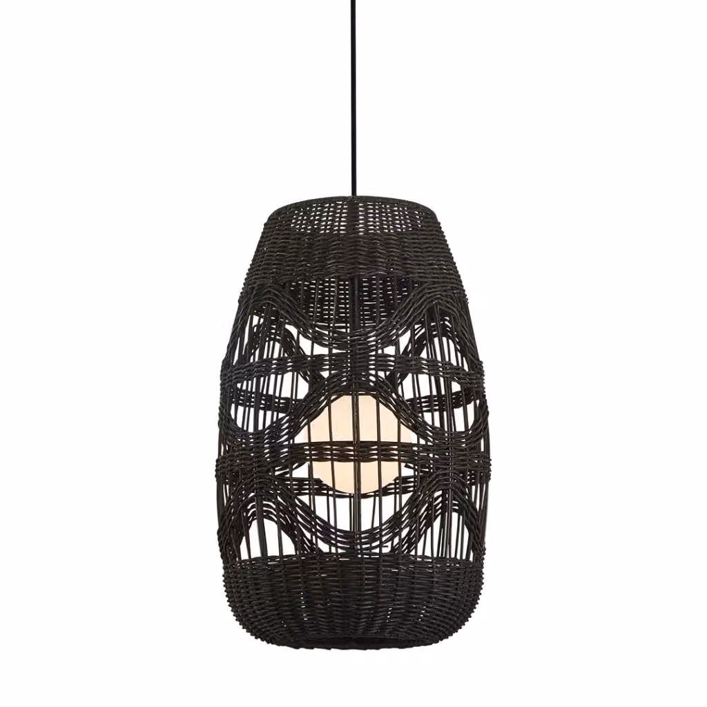 Lampada a sospensione boho Arona Milagro nera in rattan e metallo, Ø 25 cm, attacco G9 – 2