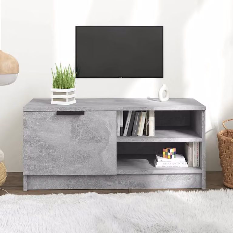 vidaXL Mobile Porta TV Moderno in Legno e MDF Grigio con Ruote L/P/H: 80 x 35 x 36,5 cm
