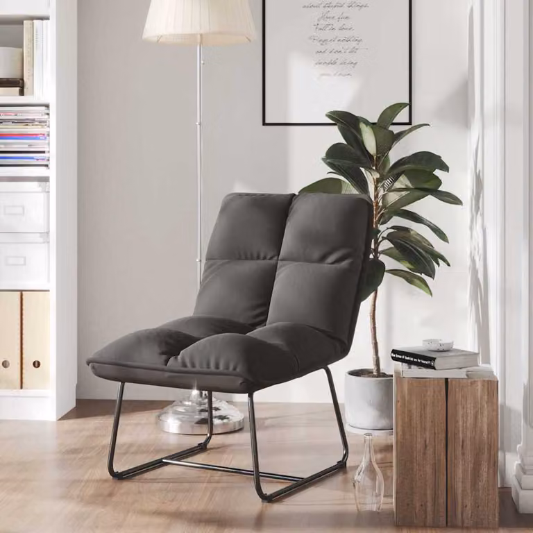 Poltrona relax moderna vidaXL in velluto grigio con struttura in metallo