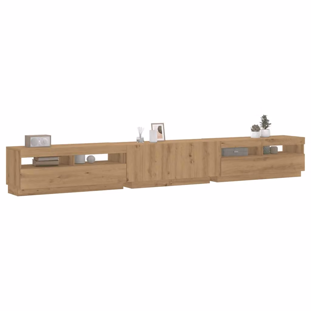 vidaXL Mobile Porta TV Moderno in Legno e MDF Marrone con Illuminazione LED Integrata L: 300 cm, P: 40 cm, H: 35 cm