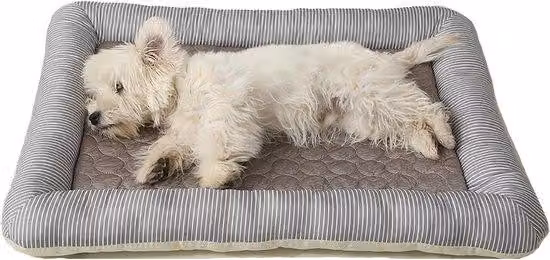 Cuccia per cani e gatti: tappetino refrigerante con design inclinato, bordi resistenti, cuscino confortevole e traspirante, colore marrone caffè, dimensioni 80x60 cm