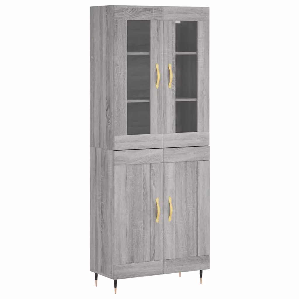 Credenza moderna vidaXL in legno e vetro color grigio L: 69,5 cm, P: 34 cm, H: 180 cm – 2
