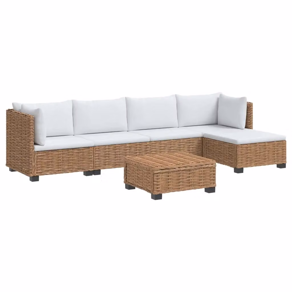 Set Lounge da Giardino vidaXL in Polyrattan con Cuscini Beige e Bianco, 6 Pezzi, Design Moderno a L – 2