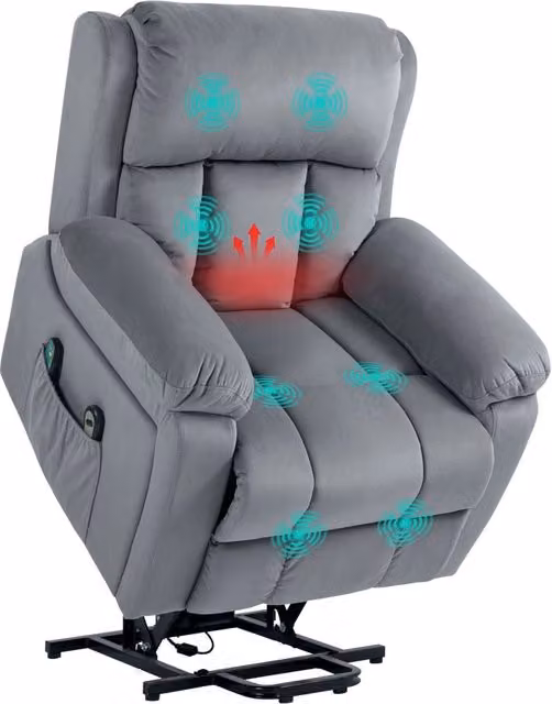 Poltrona relax elettrica alzapersona ¨C Xylo ¨C con massaggio riscaldamento reclinabile tessuto grigio