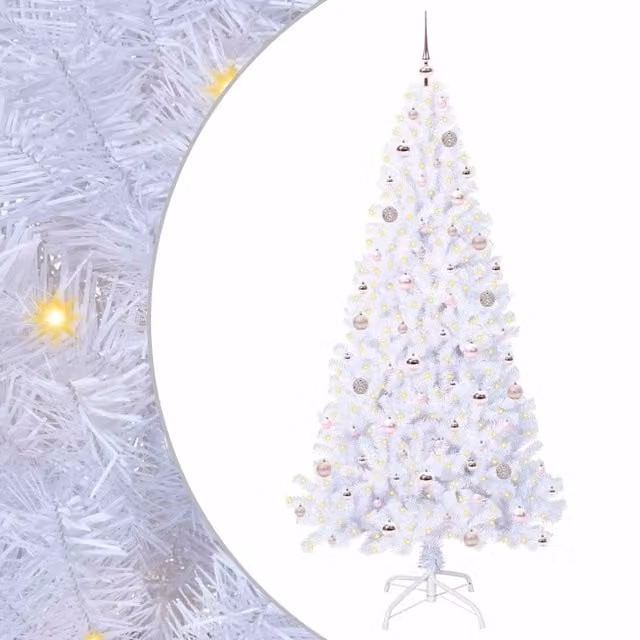 Albero di Natale Artificiale-Albero Natalizio Bianco 210 cm PVC e Acciaio 162003