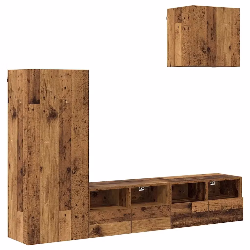 Set di 4 credenze sospese vidaXL per mobile TV in legno vecchio marrone moderno – 2