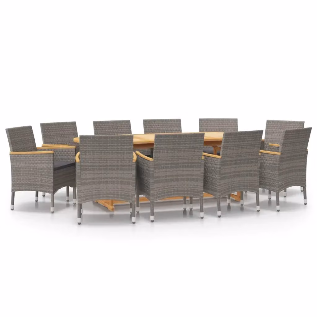 Set da pranzo per giardino vidaXL in legno di acacia con 11 pezzi e cuscini grigi – 2
