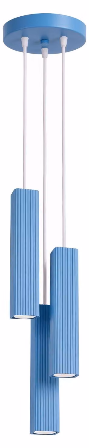 Lampada a sospensione RAYO 3P azzurra 3xGU10 10W alluminio 108x20x20cm Sollux Lighting