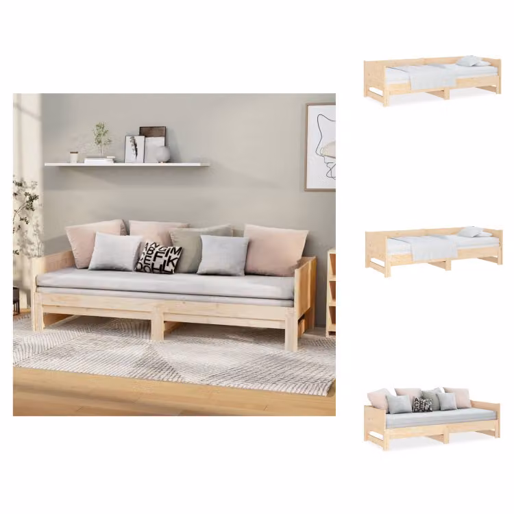 vidaXL Letto da giorno allungabile in pino massiccio 2x(90x190) cm - Letti e strutture letto