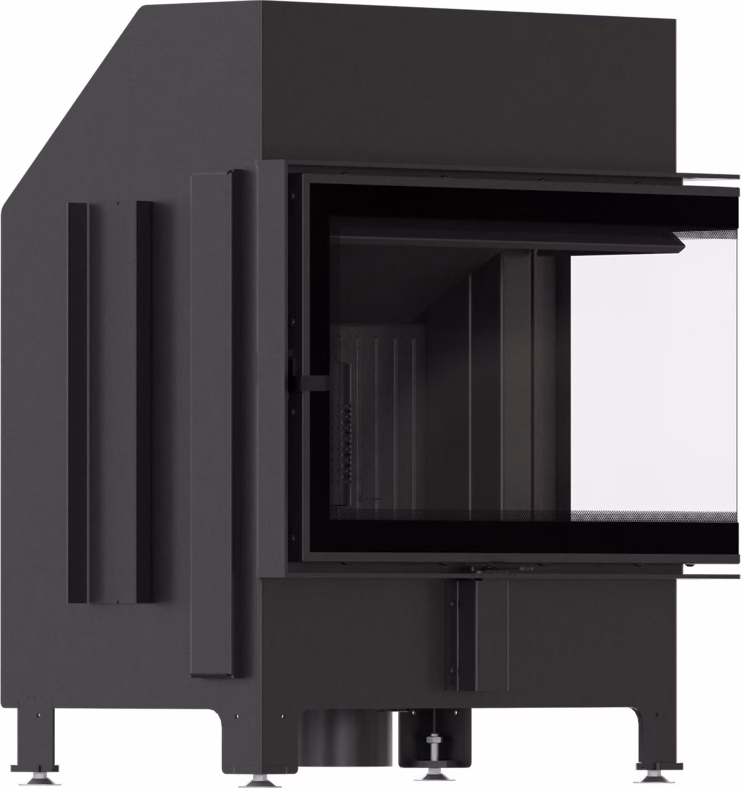 Inserto per caminetto KRATKI ZIBI ECO 9,9 kW Ø 180 angolo destro, rivestimento nero