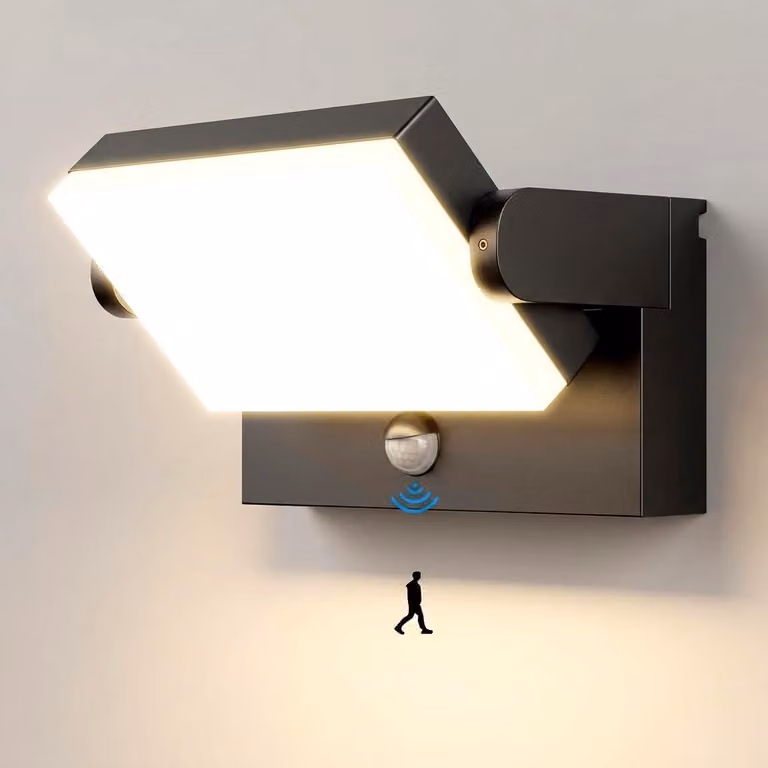 Lampada da parete a LED, 40W, 3000K, grado di protezione IP65, orientabile, con sensore di movimento