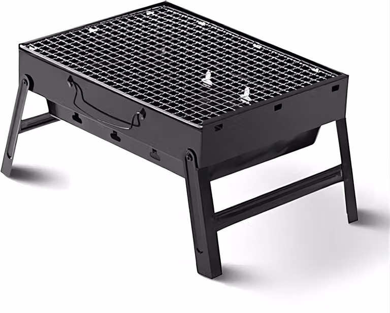 Griglia per carbone di grandi dimensioni: griglia portatile e pieghevole per carbone, con diametro di 44 cm, ideale per cucinare all'aperto, per campeggio, escursioni e picnic