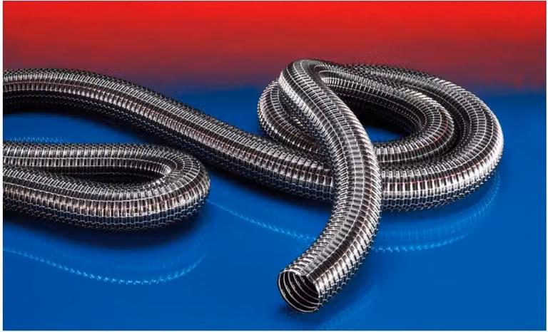 Tubo flessibile di aspirazione e soffiaggio SuperFlex in PVC 372, diametro interno 89-90 mm, diametro esterno 95,00 mm, spessore 3 mm, lunghezza 15 m