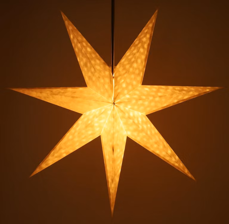 Stella di Natale pieghevole in carta, 60 cm, modello Capella, con illuminazione
