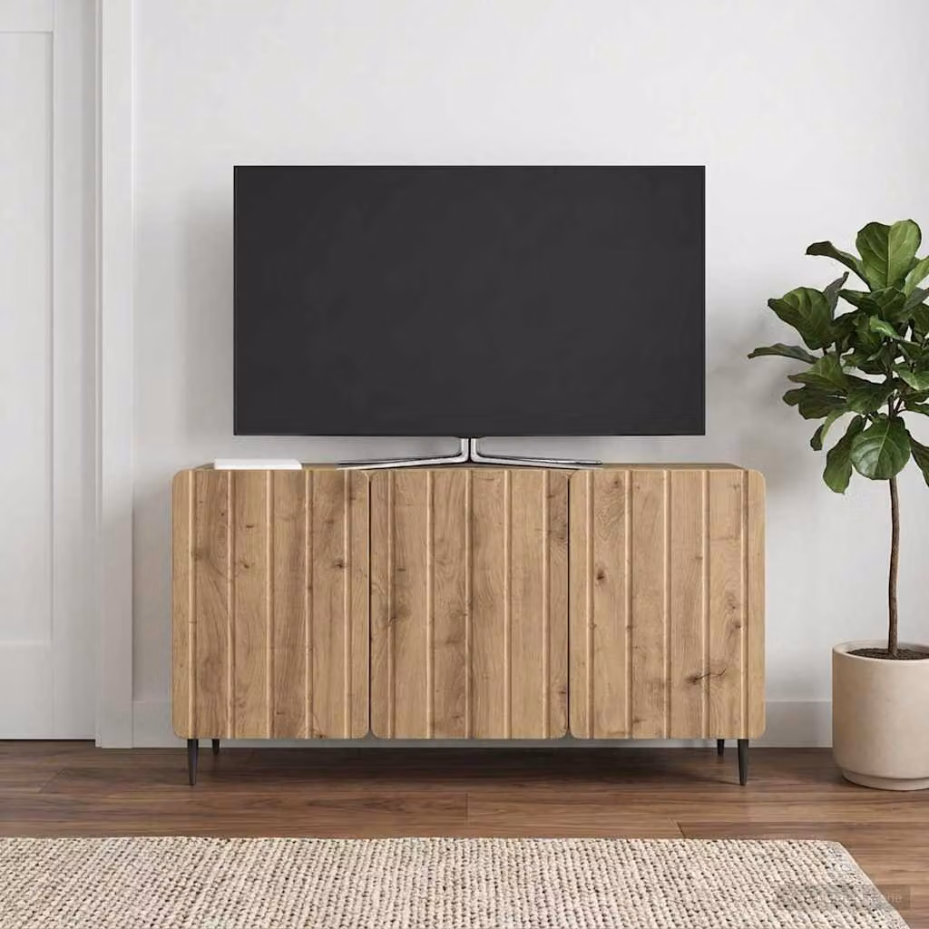Mobile TV vidaXL in Rovere Artigianale con Ruote, L 99 x P 34,5 x H 52 cm