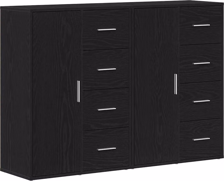 Credenza 2 pcs Rovere Nero 60 x 31 x 84 cm Legno multistrato