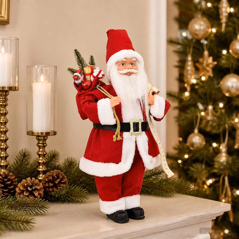 vidaXL Statuetta di Babbo Natale Rosso 30 cm Poliestere