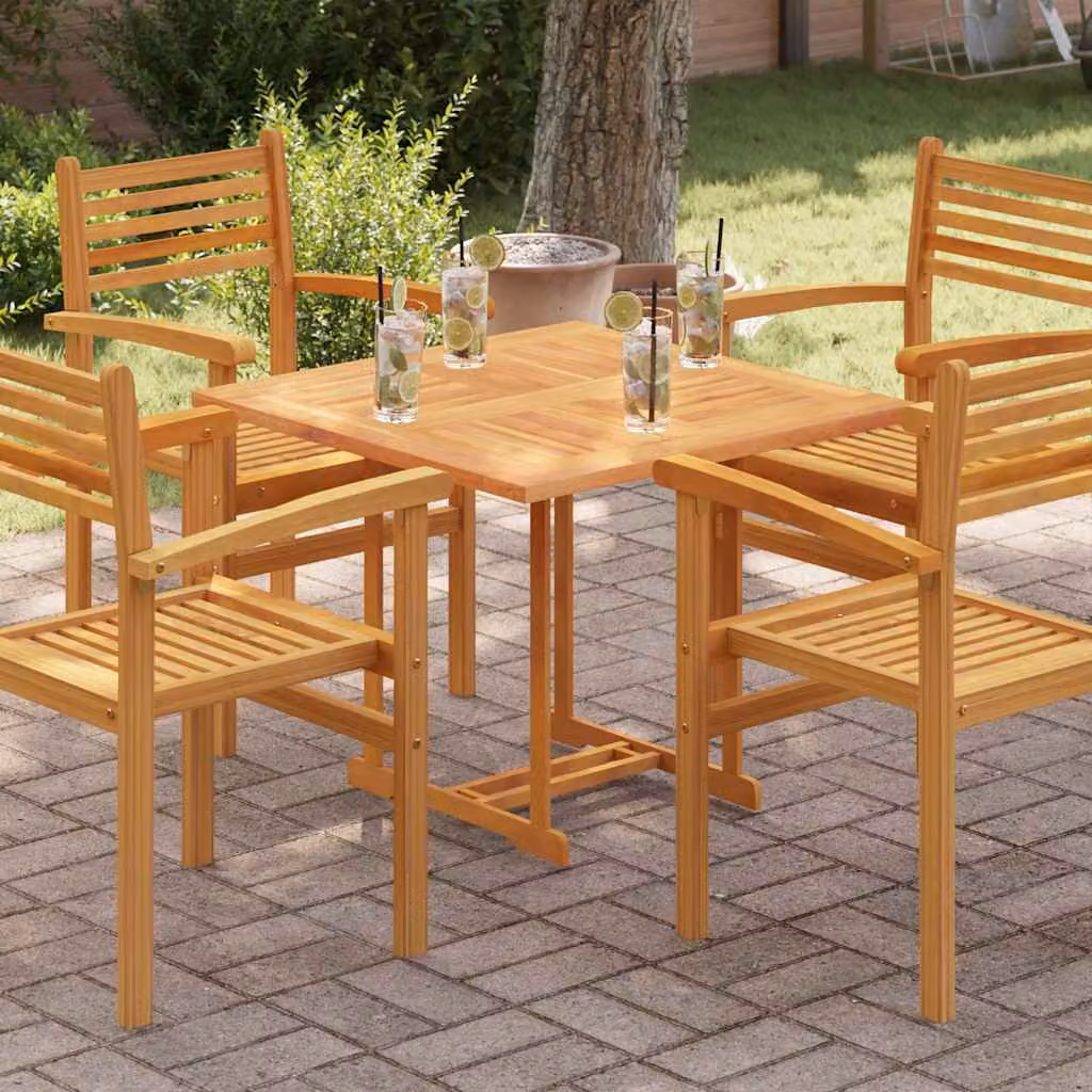 Piano del tavolo quadrato in legno massello di teak vidaXL, colore marrone, L 80 x P 80 x H 2,5 cm