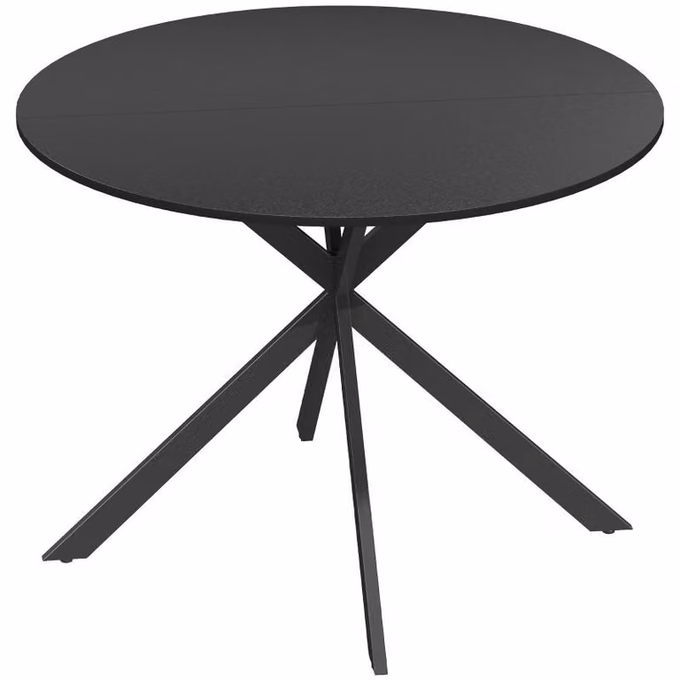 Tavolo rotondo Moonbite per 4 persone, diametro 100 cm, tavolo da cucina in stile industriale con gambe in acciaio a forma di X, resistente ai graffi, ideale per la cucina o la sala da pranzo, legno, colore nero